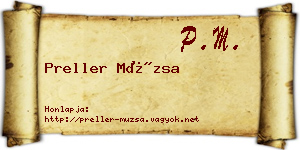 Preller Múzsa névjegykártya